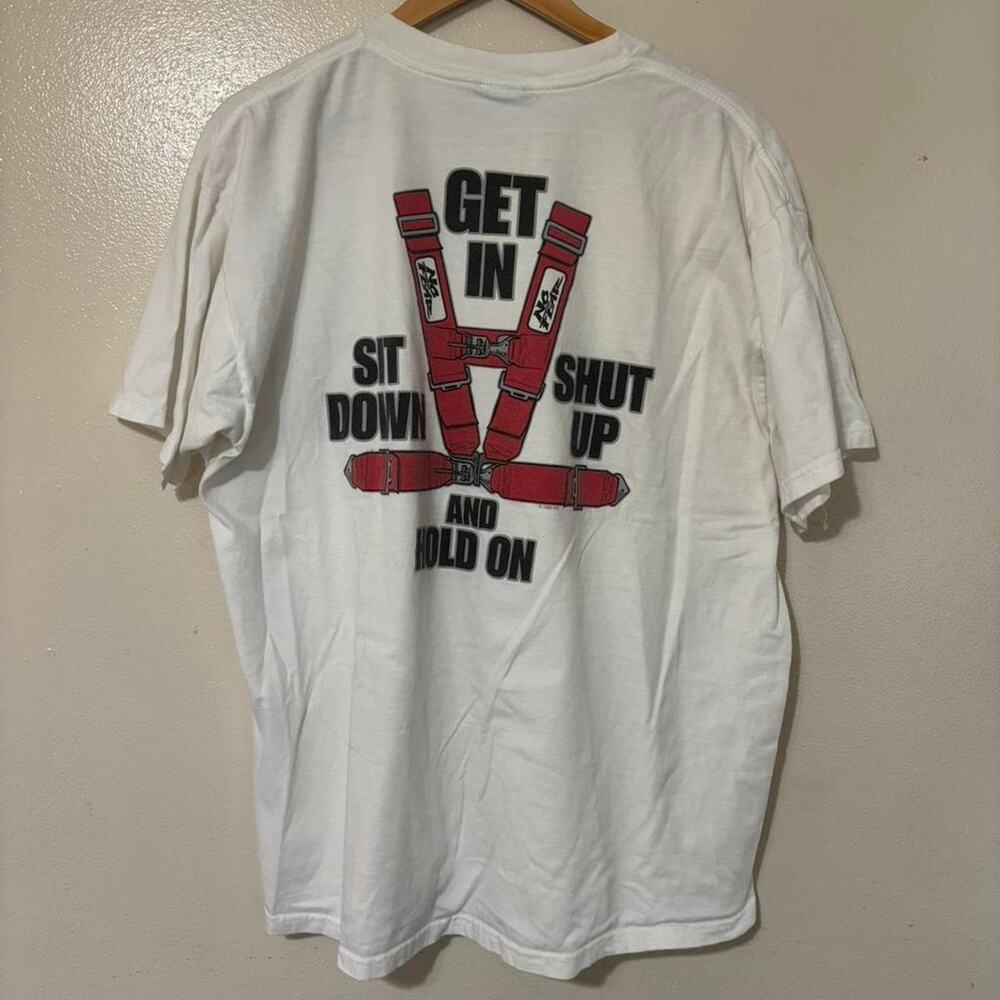 Vintage 1999 No Fear Get In Sit Down Shut Up Graphic Car T-Shirt Size Men’s XL